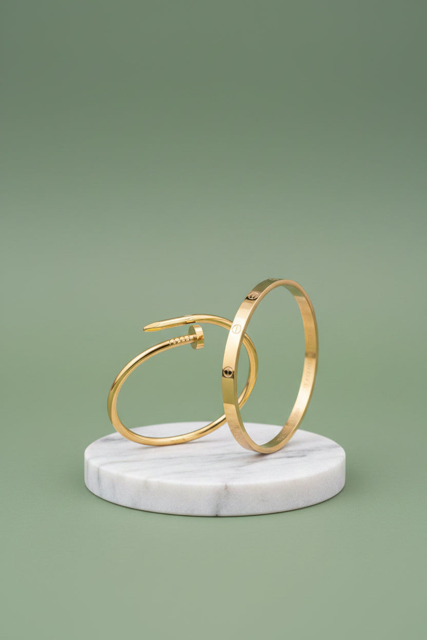Nail and Love Non tarnish combo Cartier Bracelet